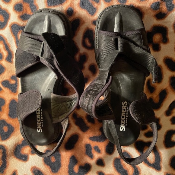 Vtg Y2K Skechers black platform grunge sandals - Picture 2 of 6